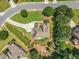 Aerial shot displaying the roof and the home's beautiful landscaping at 3315 High Noontide Nw Way, Acworth, GA 30101