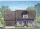 Charming exterior elevation of a single-Gathering home with stone accents, a covered porch, and an attached garage at 5250 Memento Trace, Cumming, GA 30040