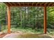 View from patio surrounded by mature trees and a black fence in the distance at 2132 Wrights Mill Ne Cir, Atlanta, GA 30324