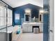 Spacious bathroom featuring a large soaking tub, dual vanities, and modern tile accents for spa-like relaxation at 520 Weatherend Ct, Johns Creek, GA 30022