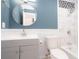 Updated bathroom with modern fixtures, vanity, and attractive tile at 2279 Hickory Grove Nw Rd, Acworth, GA 30101