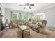 Cozy living room featuring a fireplace, comfortable seating, and natural light streaming through the windows at 3059 Brookgreen Trl, Lawrenceville, GA 30043