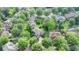 Expansive aerial view featuring homes in a leafy neighborhood, set within mature trees and manicured lawns at 4770 Spring Park Cir, Suwanee, GA 30024