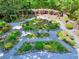 Overhead view of the meticulously maintained backyard garden with gravel paths at 4853 Carlene Sw Way, Lilburn, GA 30047