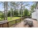 Spacious deck with an outdoor dining set overlooking a large lawn at 3220 Casteel Rd, Marietta, GA 30062