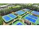 An aerial shot of meticulously maintained community tennis courts at 3163 Neal Ct, Cumming, GA 30041