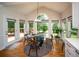 Bright dining area with hardwood floors, large windows, and modern lighting fixtures at 2521 Wood Creek Ct, Dacula, GA 30019
