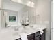 Beautiful bathroom featuring double sinks, large mirror, and modern fixtures at 31 Village Trce, Rydal, GA 30171