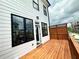 Private deck area with wood flooring and white vinyl siding at 500 Healy Dr # 77, Cumming, GA 30040
