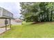 Spacious backyard, partially fenced, with a deck and patio area at 6118 Arbor Links Rd, Lithonia, GA 30058