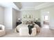 Bright main bedroom featuring tray ceilings, neutral carpet, and modern furnishings at 1560 Heritage Trl, Roswell, GA 30075