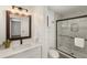 Modern bathroom with a glass-enclosed shower and updated vanity at 2090 Rocky Mill Drive, Lawrenceville, GA 30044