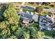 Scenic aerial view showcases property with a beautiful yard and mature trees in a desirable neighborhood at 660 Briarleigh Way, Woodstock, GA 30189