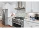 The kitchen features stainless steel appliances, quartz countertops, and custom white cabinets at 1049 Brandsford Nw St # 27-01, Atlanta, GA 30318