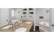 Bathroom featuring a double vanity, granite countertop and a jacuzzi-style bathtub at 3835 Clearwater Dr, Atlanta, GA 30349