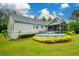 The backyard features an above-ground pool, landscaped garden, screened-in porch, and a well-maintained lawn at 188 Macedonia Rd, White, GA 30184