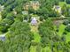 Captivating aerial view of the residence showcases lush greenery, pond, and a long driveway leading to this stunning property at 4829 Moon Rd, Powder Springs, GA 30127