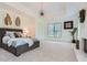 Bedroom suite featuring fireplace, carpet flooring, decorative lighting and neutral paint at 4829 Moon Rd, Powder Springs, GA 30127