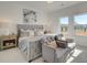 Serene bedroom with plush bedding, sitting area, and natural light from dual windows at 7310 Winderlea Ln, Cumming, GA 30040