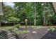 Landscaped backyard featuring mature trees and birdhouse at 4309 King Valley Se Dr, Smyrna, GA 30082