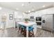 Modern kitchen with stainless steel appliances, a central island with seating, and white cabinetry offering a stylish cooking space at 895 Garnet Dr, Acworth, GA 30101