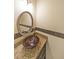 Modern powder room features decorative sink, granite countertop, and tile backsplash at 2189 Executive Dr, Duluth, GA 30096