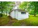 Exterior shot of building with windows and siding, nestled in grassy area with mature trees at 6539 E Strickland St, Douglasville, GA 30134