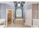 Beautiful main bathroom features large tub and glass shower at 3217 Aberrone Pl, Buford, GA 30519