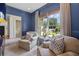 Bright home office with a large window, cozy chairs, and elegant blue accents at 480 Wimbledon Ne Rd, Atlanta, GA 30324
