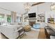 Bright open-concept living room with fireplace and access to outdoor patio and kitchen at 480 Wimbledon Ne Rd, Atlanta, GA 30324