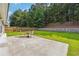 Well-kept backyard with a concrete patio and expansive green lawn at 4920 Markim Forest Ln, Sugar Hill, GA 30518