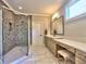 Bathroom featuring a glass shower, vanity, and modern finishes at 913 Sunny Meadows Ln, Marietta, GA 30062