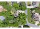 Aerial view showcases the property's roof surrounded by lush greenery in a residential neighborhood at 4300 May Apple Dr, Alpharetta, GA 30005