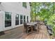 Cozy backyard deck surrounded by lush landscaping, perfect for outdoor dining and entertaining guests at 4300 May Apple Dr, Alpharetta, GA 30005