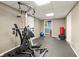 Finished basement with a home gym area equipped with exercise machines and weights at 4300 May Apple Dr, Alpharetta, GA 30005