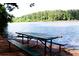 Wooden picnic table and bench overlooking a serene lake surrounded by lush greenery at 3912 Edenton Ne Ct, Brookhaven, GA 30319