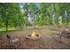 Backyard fire pit with seating offers a cozy outdoor living space surrounded by mature trees at 4275 Green Summers Dr, Cumming, GA 30028