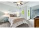 Comfortable bedroom with tray ceiling, natural light, with blue painted walls at 5114 Brendlynn Dr, Suwanee, GA 30024