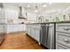 Modern kitchen featuring granite countertops, stainless steel appliances, and hardwood floors at 5114 Brendlynn Dr, Suwanee, GA 30024