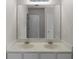 Bathroom with a double sink vanity and large mirror at 1722 Preserve Creek Way, Loganville, GA 30052