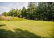 Lush backyard with a winding gravel driveway at 4565 Deerfield Dr, Cumming, GA 30028