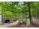 Private backyard featuring a patio, mature trees, and lush landscaping creating a tranquil outdoor retreat at 4401 Madison Woods Nw Dr, Marietta, GA 30064