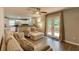 Open living space featuring a modern design, seamlessly flowing into a well-equipped kitchen at 1863 Rockford Ct, Riverdale, GA 30296
