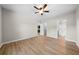 Open Primary bedroom with ceiling fan and access to bathroom at 389 Campground School Rd, Dallas, GA 30157