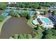 Aerial view featuring a community pool, tennis courts, and lake at 4020 Emerald Glade Ct, Cumming, GA 30040