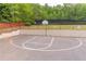 Community basketball court with white lines and a green lawn surrounded by trees at 220 Chandler Ct, Sugar Hill, GA 30518