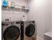 Well-organized laundry room with modern washer and dryer and ample shelving at 338 Boundless Ln, Canton, GA 30114