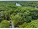 Aerial view of the home and neighborhood, nestled in a canopy of trees near the lake at 2240 Six Branches Dr, Roswell, GA 30076