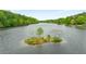 Picturesque lake view with a small island, offering a tranquil and scenic setting at 2240 Six Branches Dr, Roswell, GA 30076