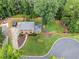Aerial view of a home showcasing the large yard, mature trees, and circular driveway at 3131 Sumter Ct, Marietta, GA 30062